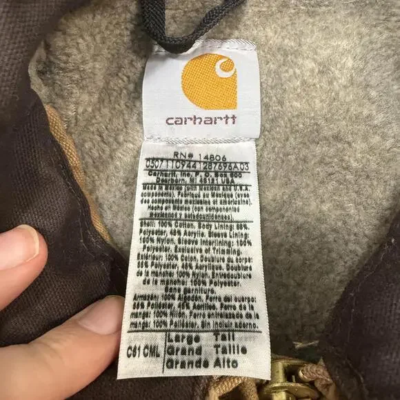 Carhartt C61 CML Mens Size Large L Tall Sherpa Embroidered Company Jacket Coat